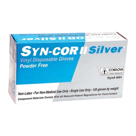 Cordova Disposable Gloves, Vinyl, Powder-Free, Latex-Free, M, 100 PK, Clear 4064M